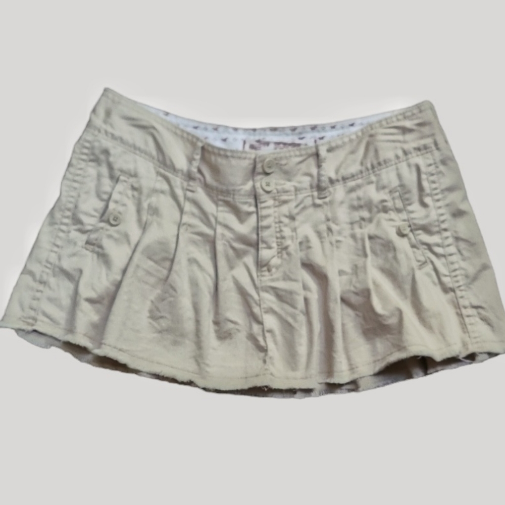 Light Khaki Pleated Mini Skirt from Hollister